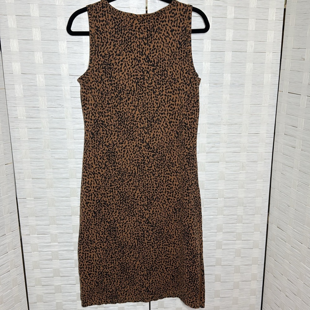 Daily Ritual Casual Animal Print Lived-in Cotton Sleeveless Midi Dress Sz XS - Picture 4 of 8